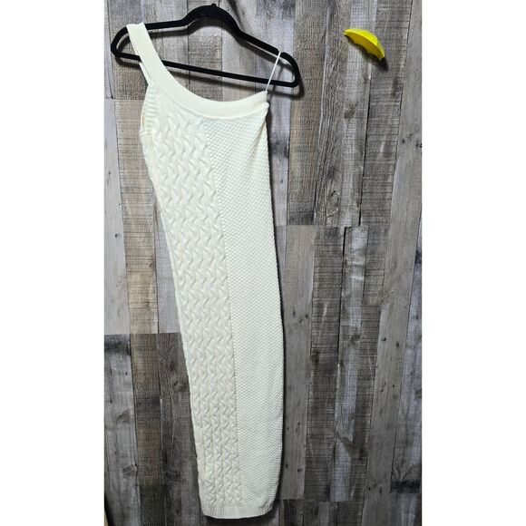 Melrose With Love Cream Knit One Shoulder Bodycon Maxi Dress NWT - Picture 2 of 4